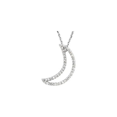 14K White 1/5 CTW Natural Diamond Crescent Moon 16" Necklace