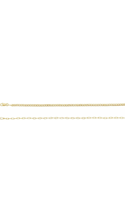 14K Yellow 2.7 mm Curb & Paperclip-Style 18" Chain