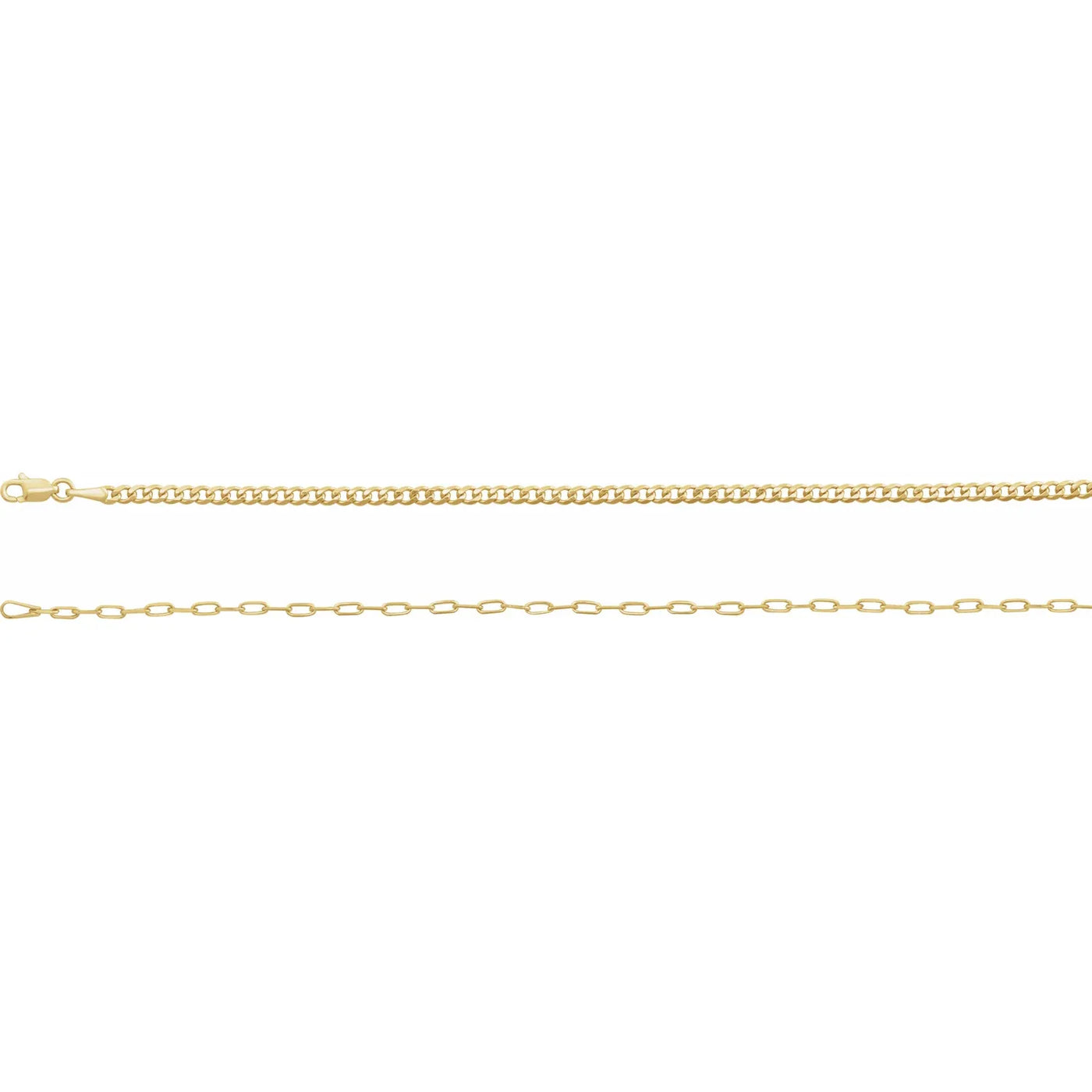 14K Yellow 2.7 mm Curb & Paperclip-Style 18" Chain