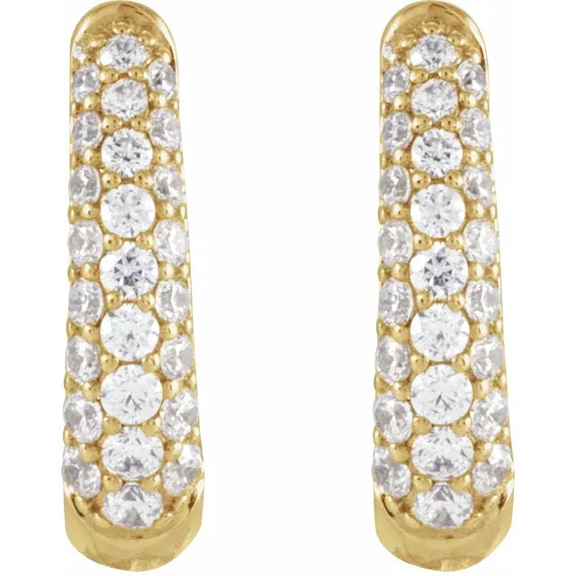 14K Yellow 1/2 CTW Natural Diamond Hoop Earrings