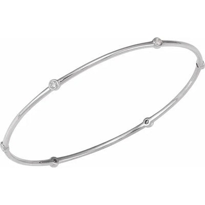 14K White 1/4 CTW Natural Diamond Bezel-Set Bangle Bracelet