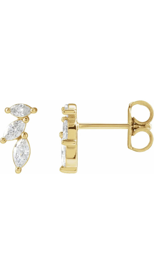 14K Yellow 1/3 CTW Natural Diamond Nature-Inspired Earrings