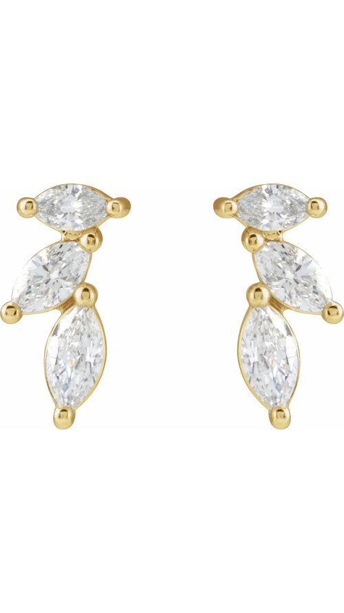 14K Yellow 1/3 CTW Natural Diamond Nature-Inspired Earrings
