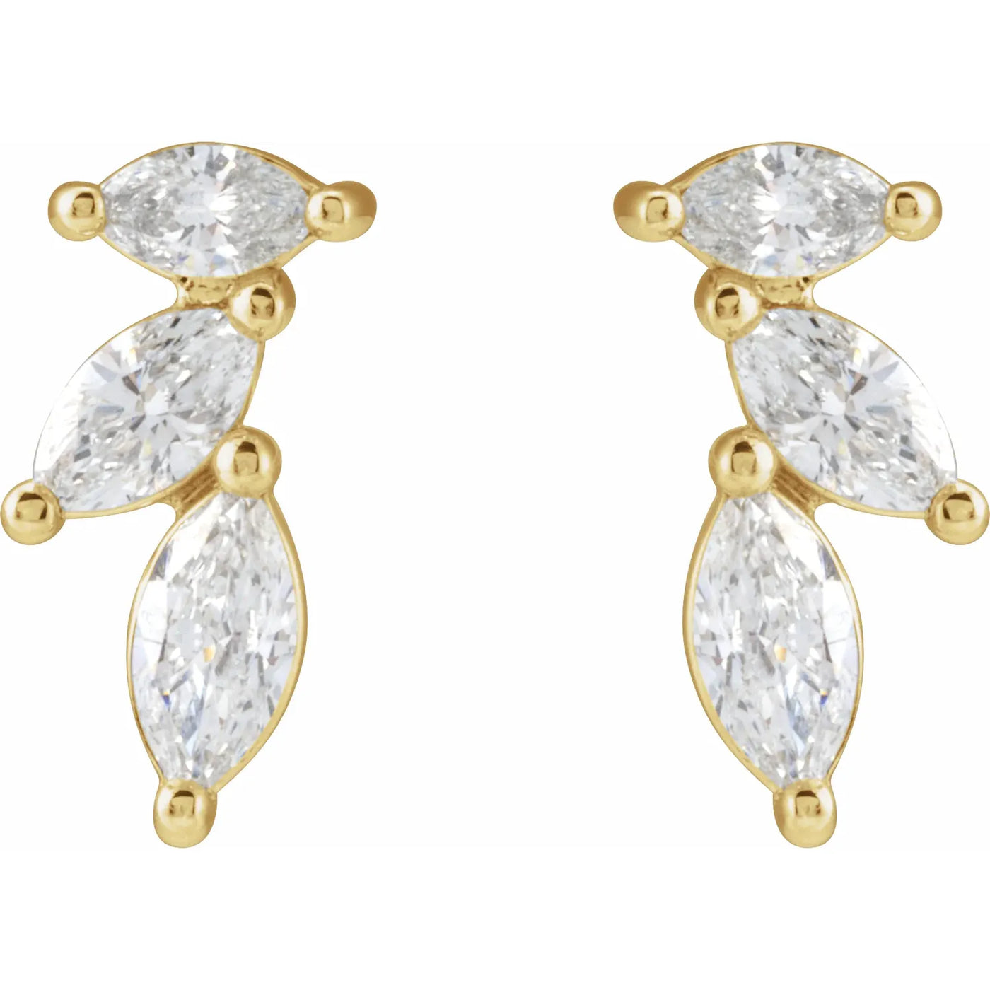 14K Yellow 1/3 CTW Natural Diamond Nature-Inspired Earrings