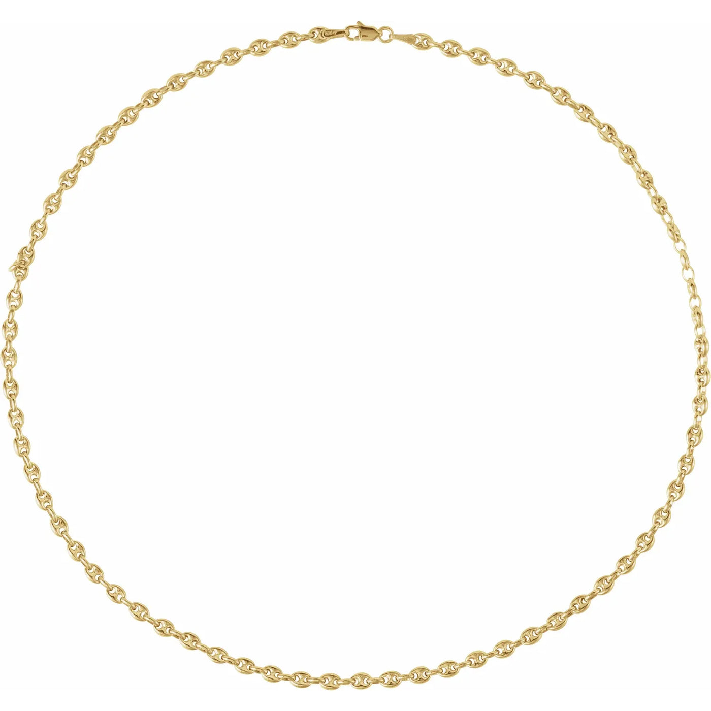 14K Yellow 3.8 mm Puffed Anchor 16" Chain