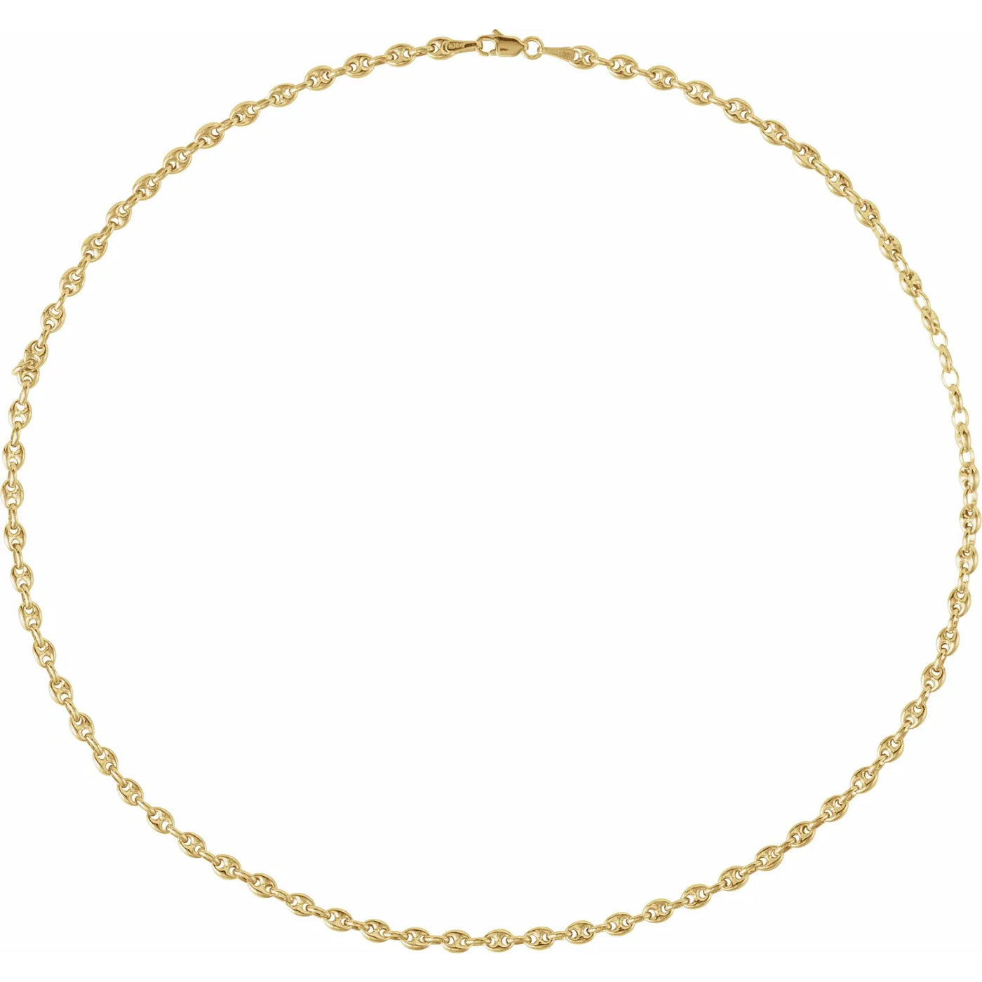 14K Yellow 3.8 mm Puffed Anchor 16" Chain