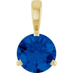 14K Yellow Lab-Grown Blue Sapphire Pendant
