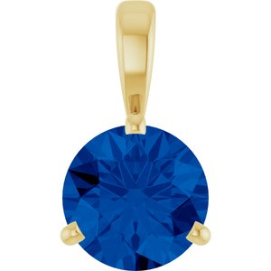 14K Yellow Lab-Grown Blue Sapphire Pendant