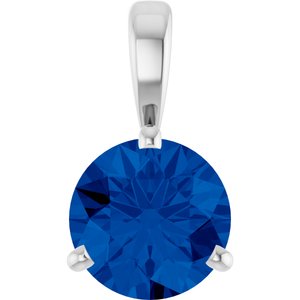 Platinum Lab-Grown Blue Sapphire Pendant