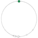 14K White Lab-Grown Emerald 6 1/2-7 1/2" Bracelet