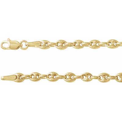 14K Yellow 3.8 mm Puffed Anchor 16" Chain