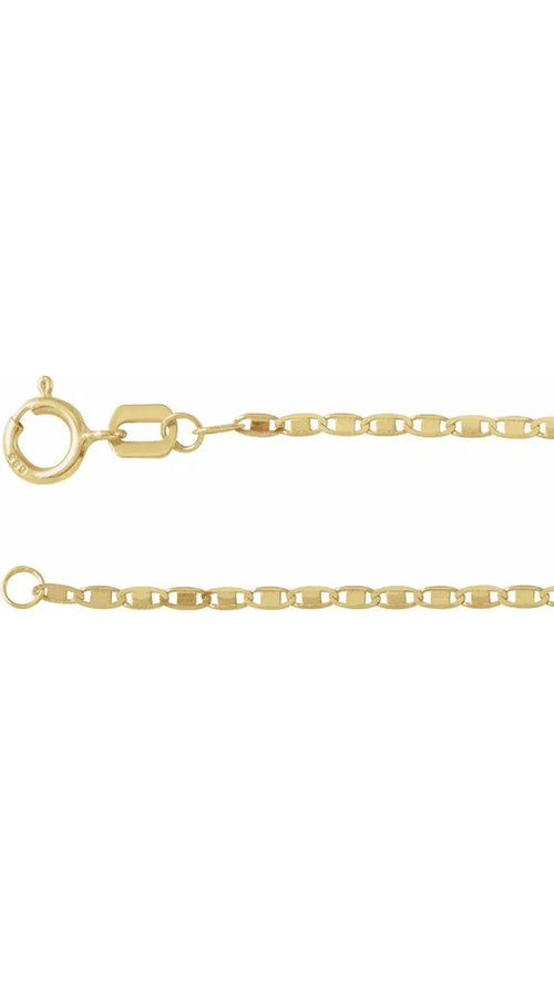 14K Yellow 1.3 mm Mirror 7" Chain