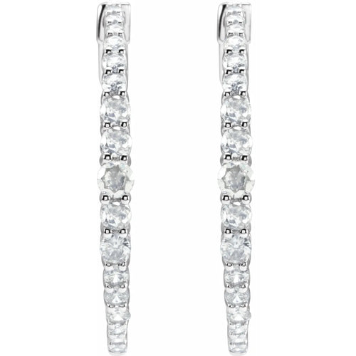 14K White 1 1/3 CTW Lab-Grown Diamond 30 mm Hoop Earrings