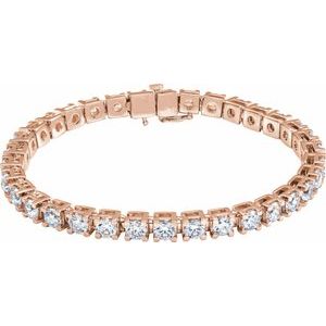 14K Rose 10 CTW Lab-Grown Diamond Line 7 1/4" Bracelet