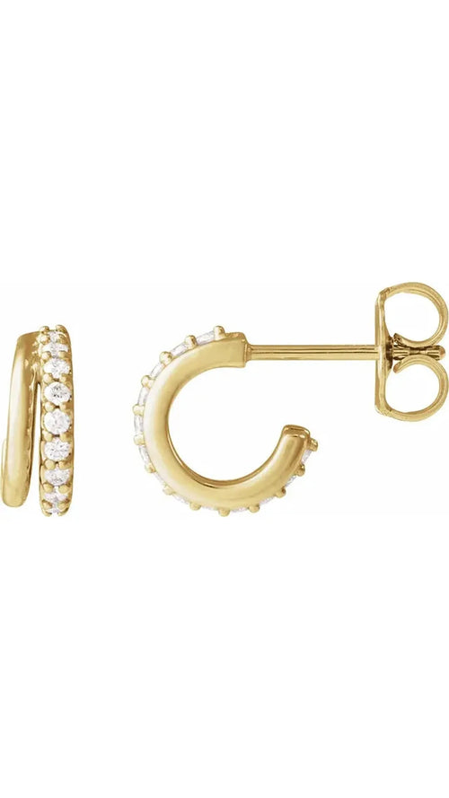 14K Yellow 1/6 CTW Natural Diamond Rope Hoop Earrings
