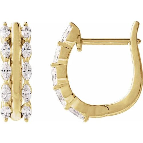 14K Yellow 5/8 CTW Natural Diamond Hinged 15 mm Hoop Earrings