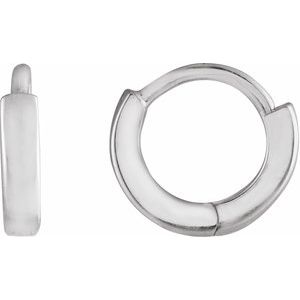 14K White Hinged 8 mm Hoop Earrings