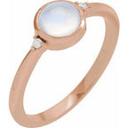14K Rose Natural Rainbow Moonstone & .03 CTW Natural Diamond Ring