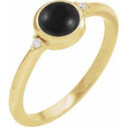 14K Yellow 8 mm Round Natural Black Onyx & .03 CTW Natural Diamond Ring