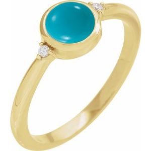 14K Yellow Natural Turquoise & .03 CTW Natural Diamond Ring