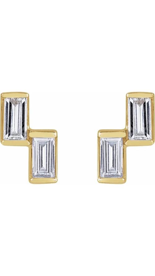 14K Yellow 1/4 CTW Natural Diamond Two-Stone Stud Earrings