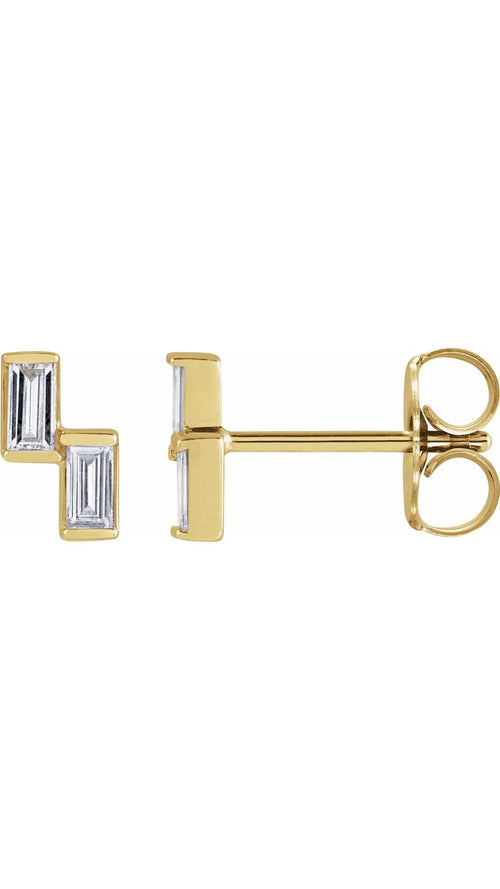 14K Yellow 1/4 CTW Natural Diamond Two-Stone Stud Earrings