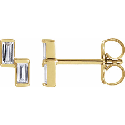 14K Yellow 1/4 CTW Natural Diamond Two-Stone Stud Earrings