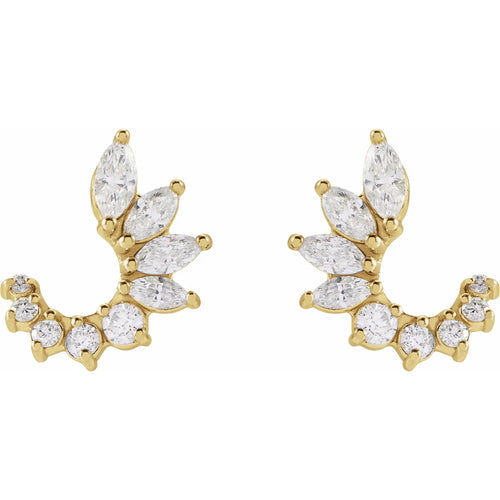 14K Yellow 1/2 CTW Natural Diamond Front-Back Earrings