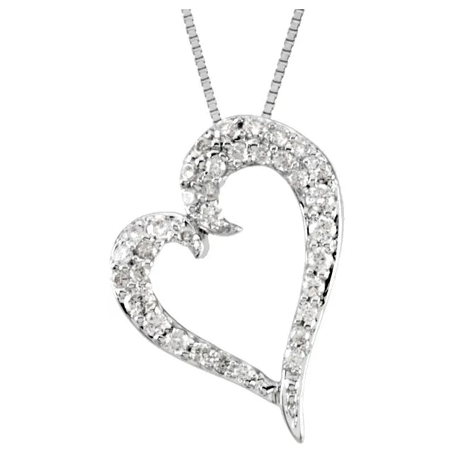 14K White 1/4 CTW Natural Diamond Heart 18" Necklace