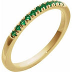 14K Yellow Natural Emerald Stackable Ring