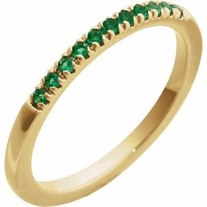14K Yellow Natural Emerald Stackable Ring