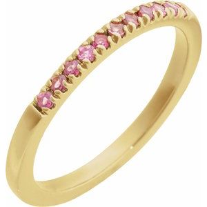 14K Yellow Natural Pink Tourmaline Stackable Ring