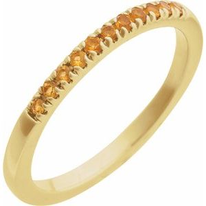 14K Yellow Natural Citrine Stackable Ring