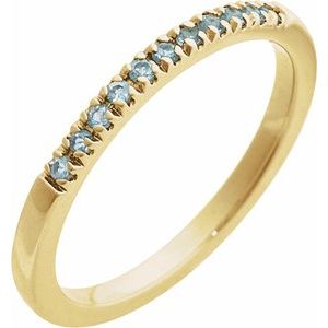 14K Yellow Natural Aquamarine Stackable Ring