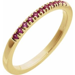 14K Yellow Natural Ruby Stackable Ring