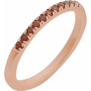 14K Rose Natural Mozambique Garnet Stackable Ring
