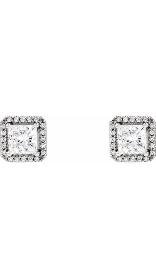 14K White 3/4 CTW Natural Diamond Halo-Style Earrings