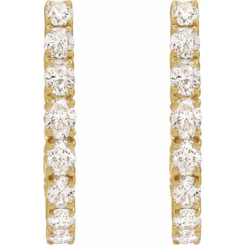 14K Yellow 2 5/8 CTW Natural Diamond Inside-Outside 20.6 mm Hoop Earrings