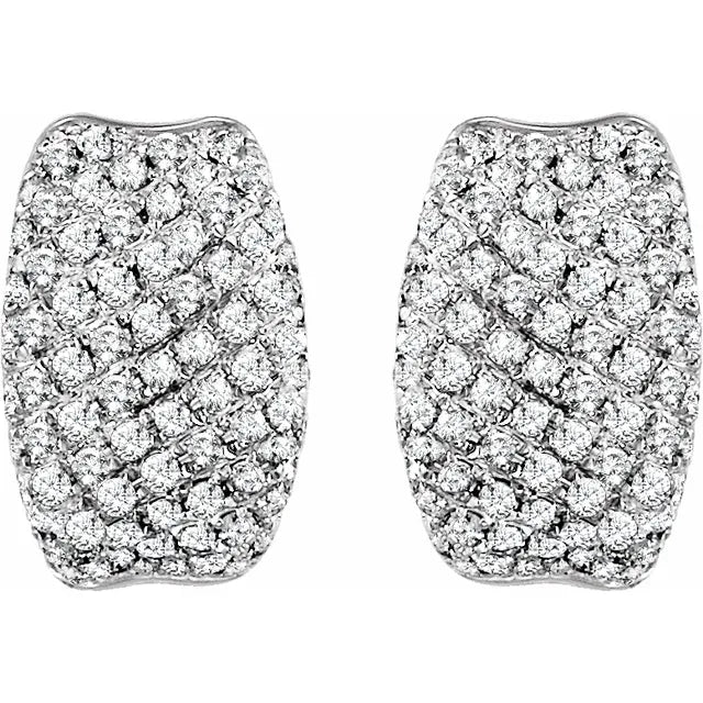14K White Gold 9/10 CTW Natural Diamond Hoop Earrings