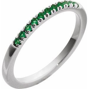 Sterling Silver Natural Emerald Stackable Ring