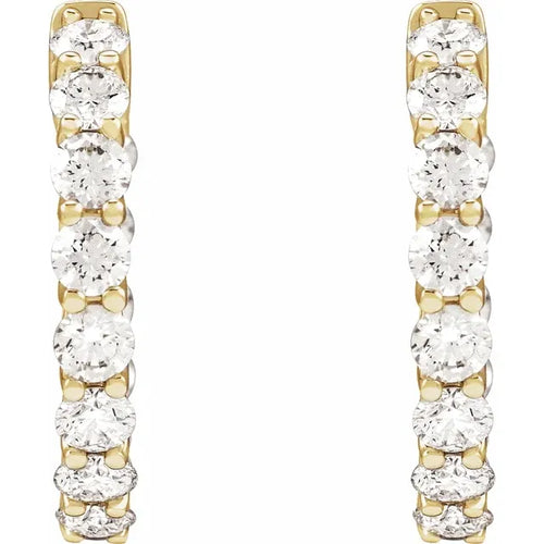 14K Yellow 2 1/5 CTW Natural Diamond Inside-Outside Hoop Earrings