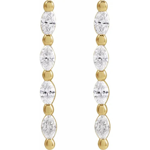 14K Yellow 1/6 CTW Natural Diamond Bar Earring