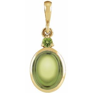 14K Yellow 6x4 mm Natural Peridot Pendant