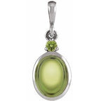 14K White 8x6 mm Natural Peridot Pendant