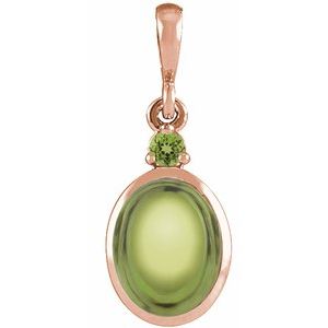 14K Rose 8x6 mm Natural Peridot Pendant