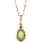 14K Rose 8x6 mm Natural Peridot 16-18" Necklace