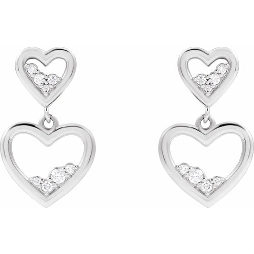 14K White 1/5 CTW Natural Diamond Heart Earrings