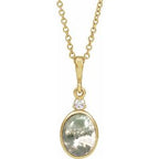 14K Yellow 8x6 mm Natural Moss Agate & .03 CTW Natural Diamond 16-18" Necklace