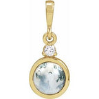 14K Yellow 6 mm Natural Moss Agate & .03 CTW Natural Diamond Pendant