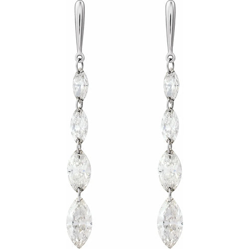 14K White 1 1/2 CTW Lab-Grown Diamond Drilled Diamond Earrings